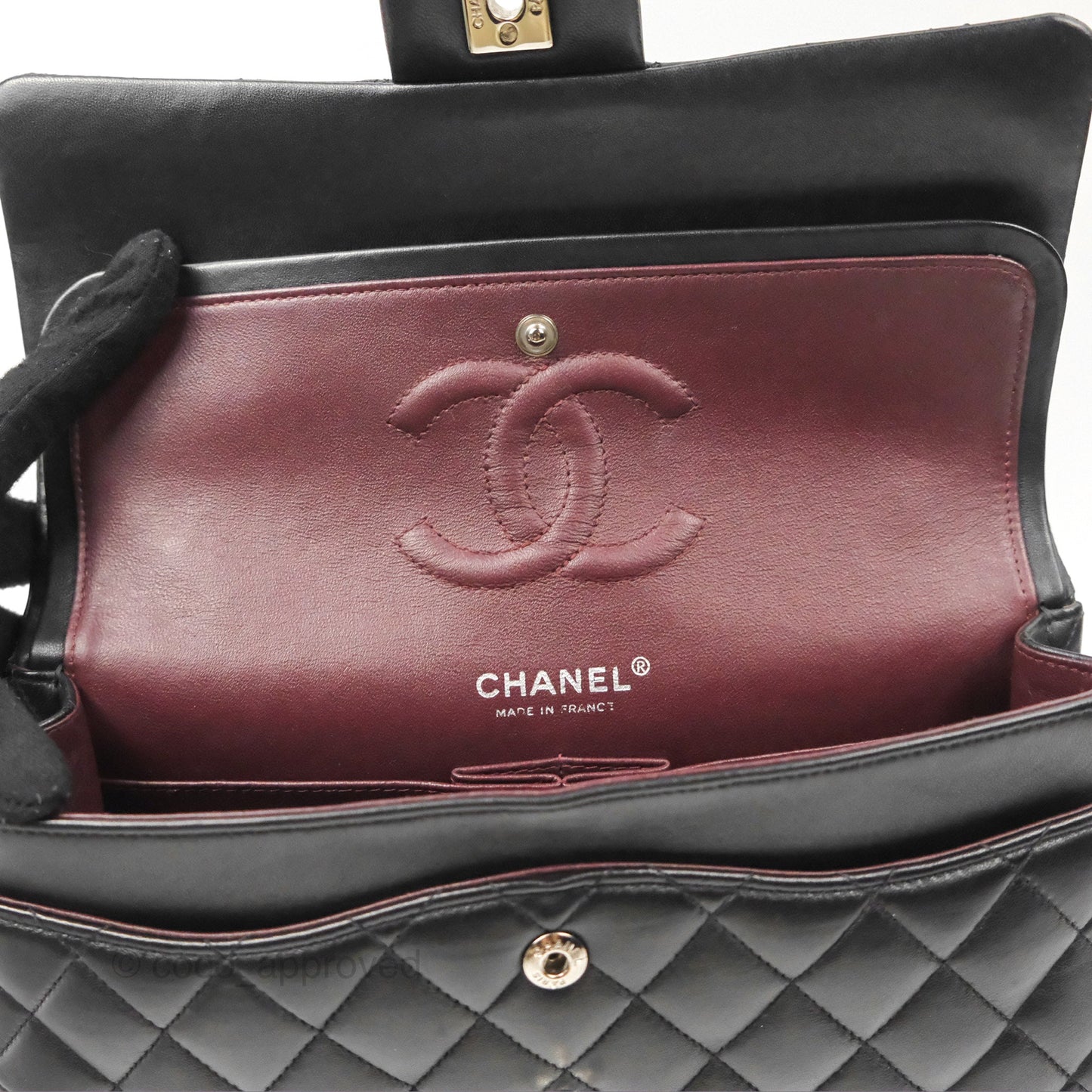 Chanel Classic M/L Medium Flap Quilted Black Lambskin Silver Hardware