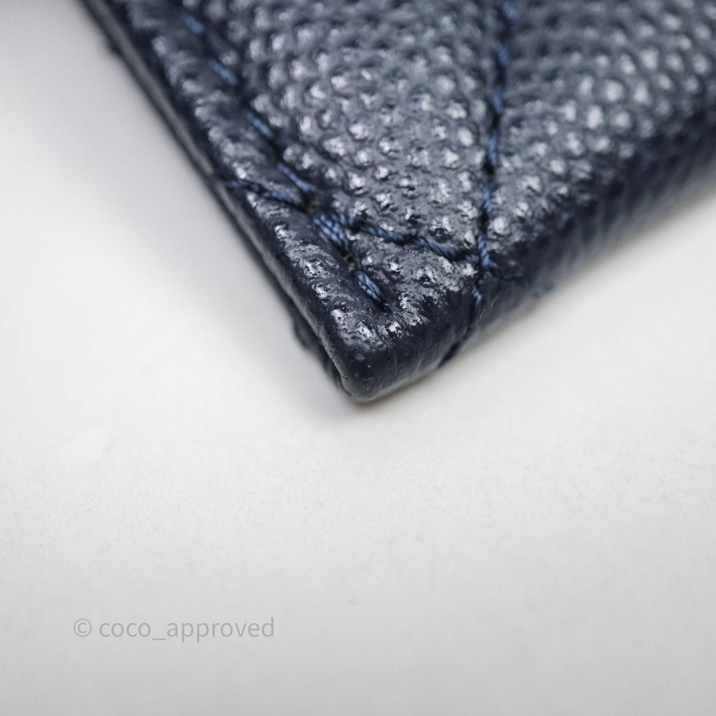 Chanel Classic Flat Card Holder Navy Caviar Gold Hardware