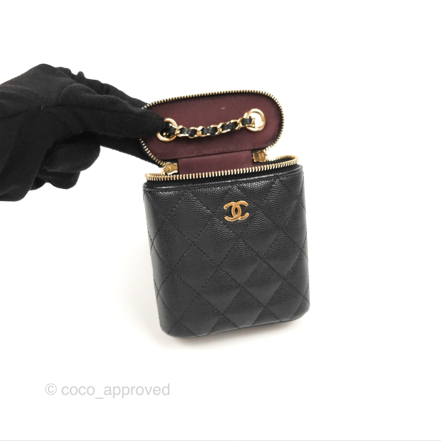 Chanel Classic Mini Vanity With Chain Black Caviar Gold Hardware