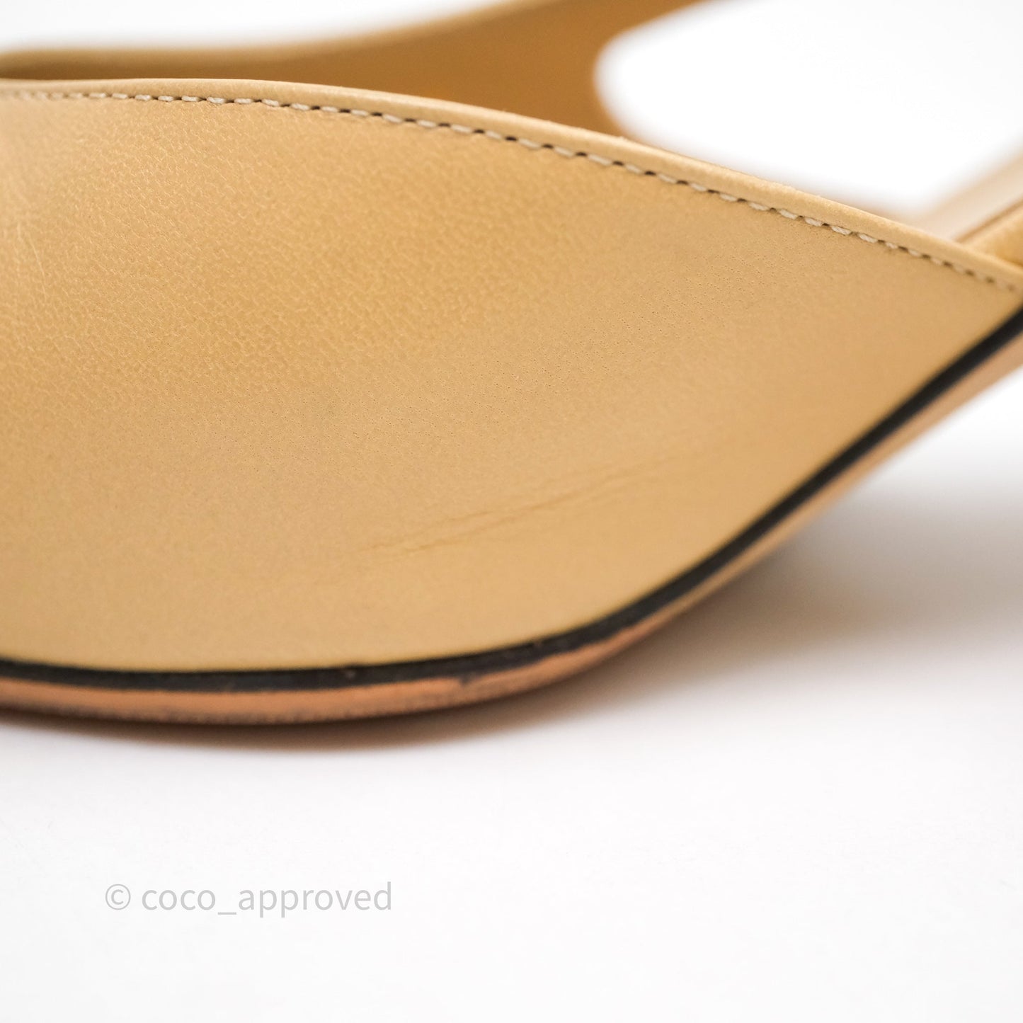 Chanel Classic Slingback Beige Black Leather Size 37