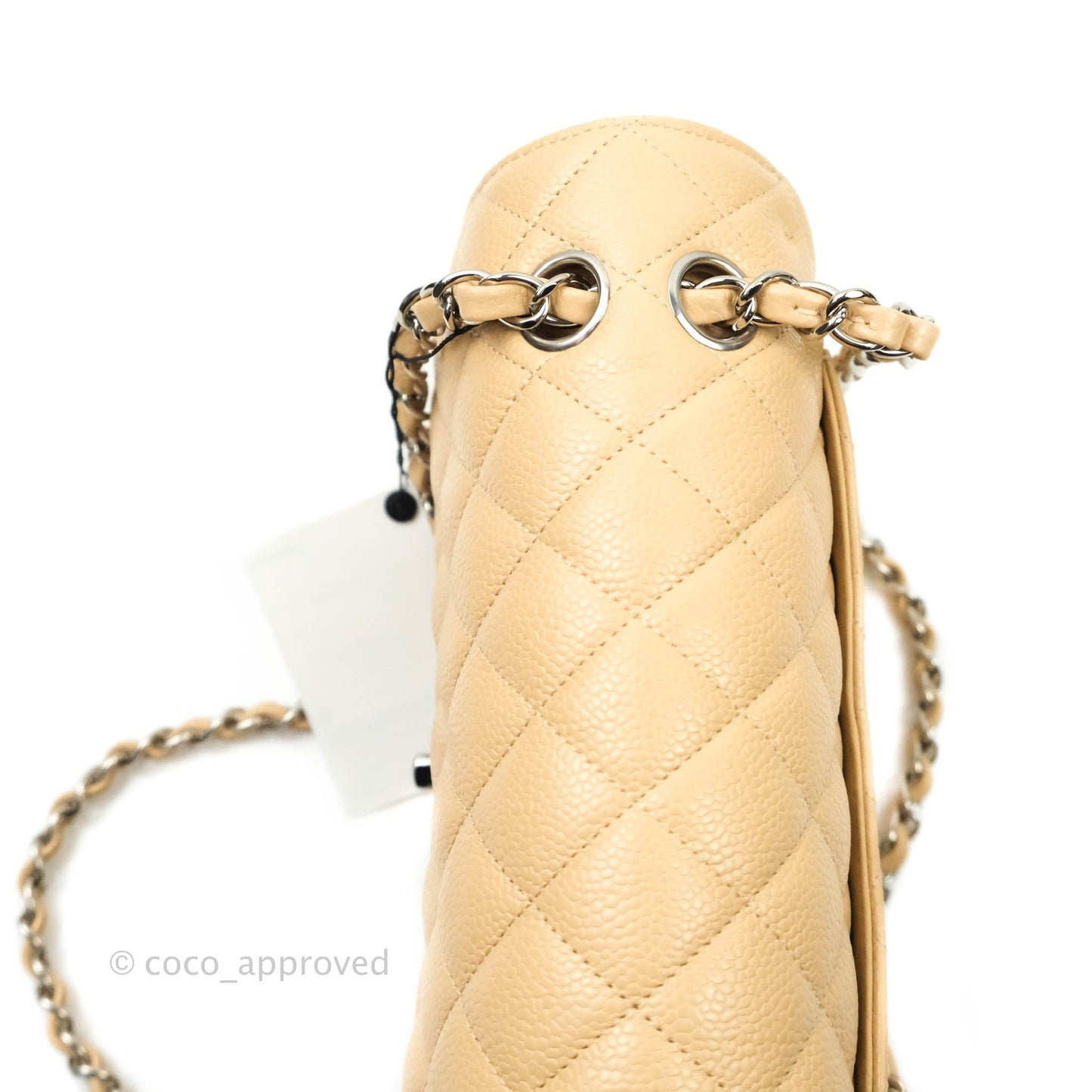Chanel Classic Small S/M Flap Beige Caviar Silver Hardware