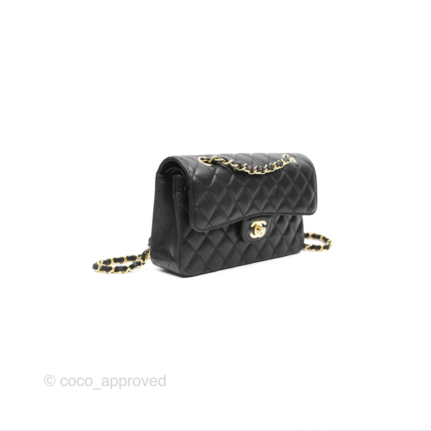 Chanel Small Classic Flap Quilted Black Caviar Gold Hardware
