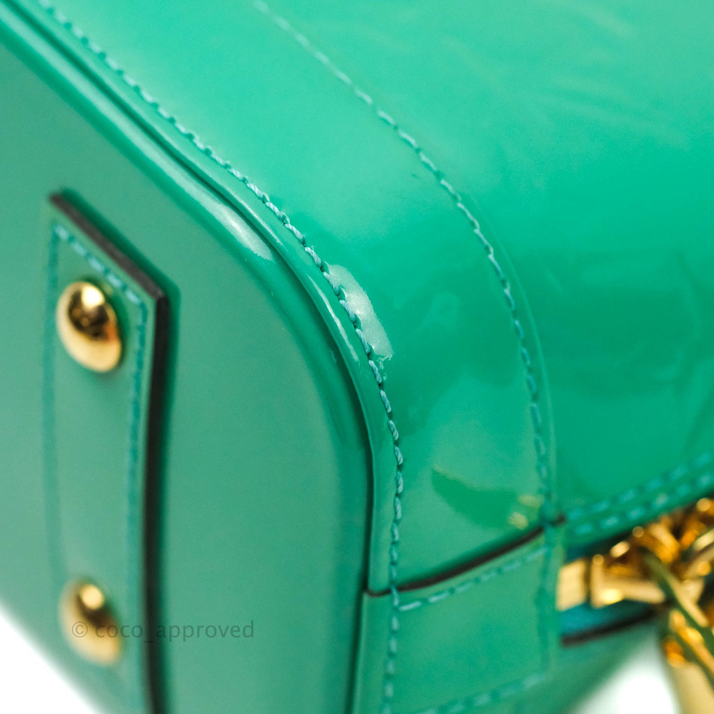 Louis Vuitton Alma BB Monogram Green Patent Gold Hardware
