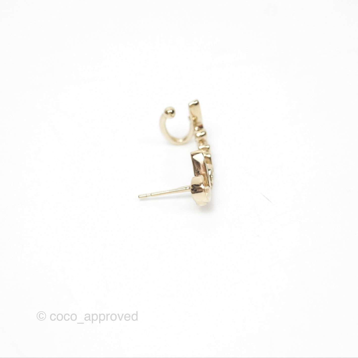 Chanel CC Coco Crystal Earrings Ear Clip Gold Tone 23V