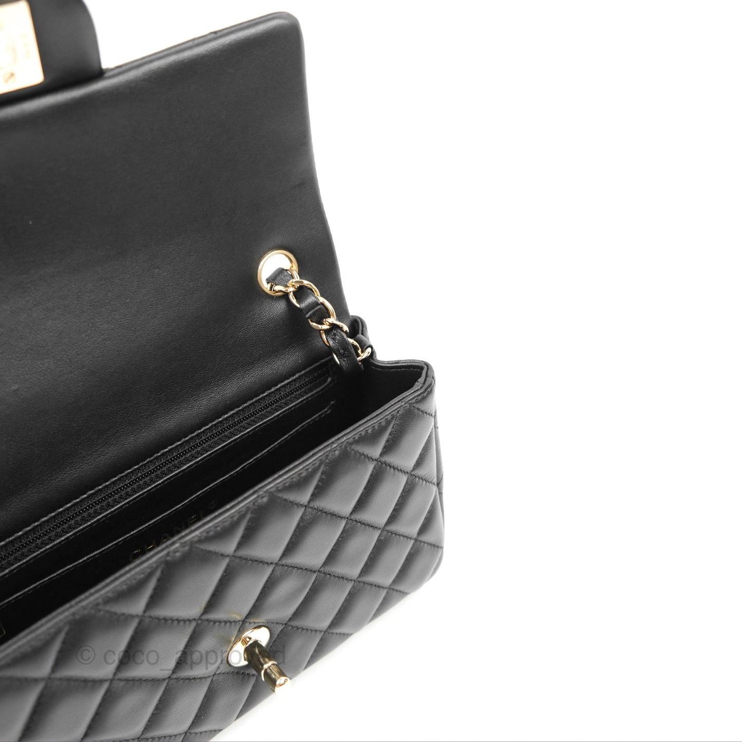 Chanel Quilted Mini Rectangular Black Lambskin Gold Hardware