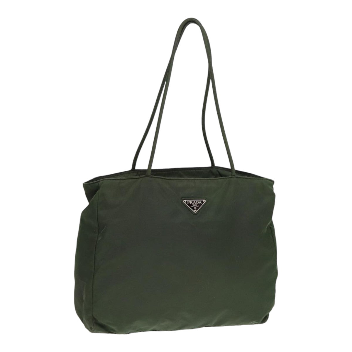 Luxury Prada Tote Bag Nylon Khaki Silver  86343