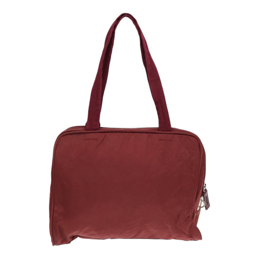 Luxury Prada Tote Bag Nylon Wine Red Silver  86345