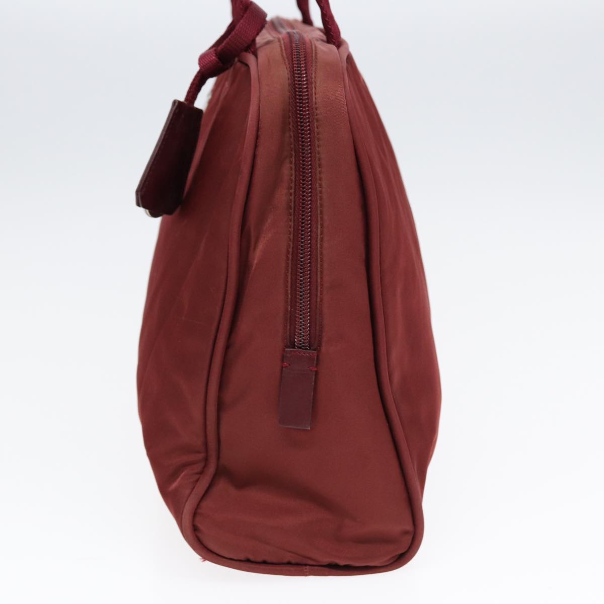 Luxury Prada Tote Bag Nylon Wine Red Silver  86345