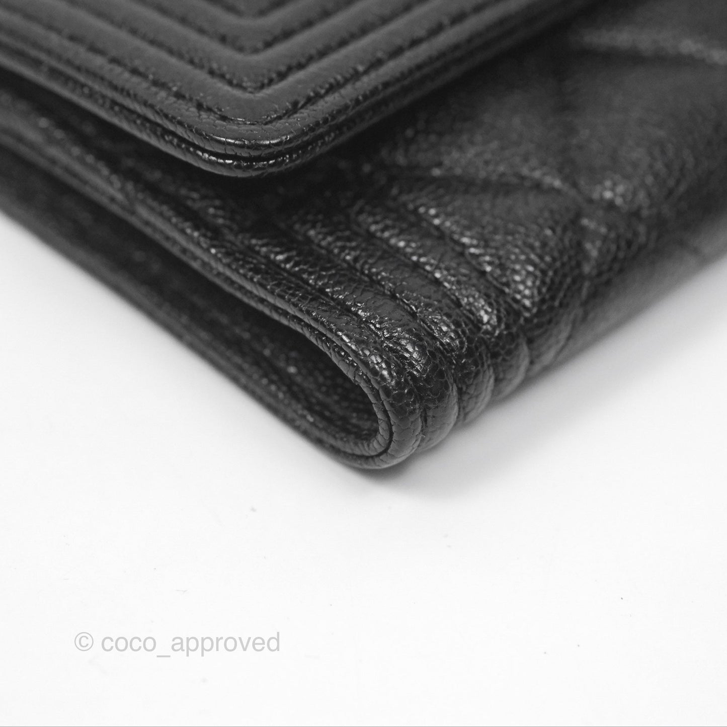 Chanel Quilted Boy Flap Card Holder Black Caviar Gold Hardware