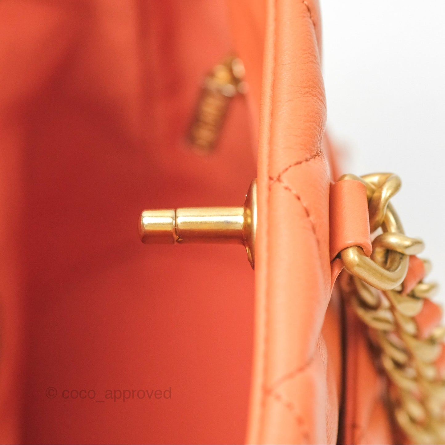 Chanel Small Drawstring Backpack Orange Calfskin Aged Gold Hardware 23A