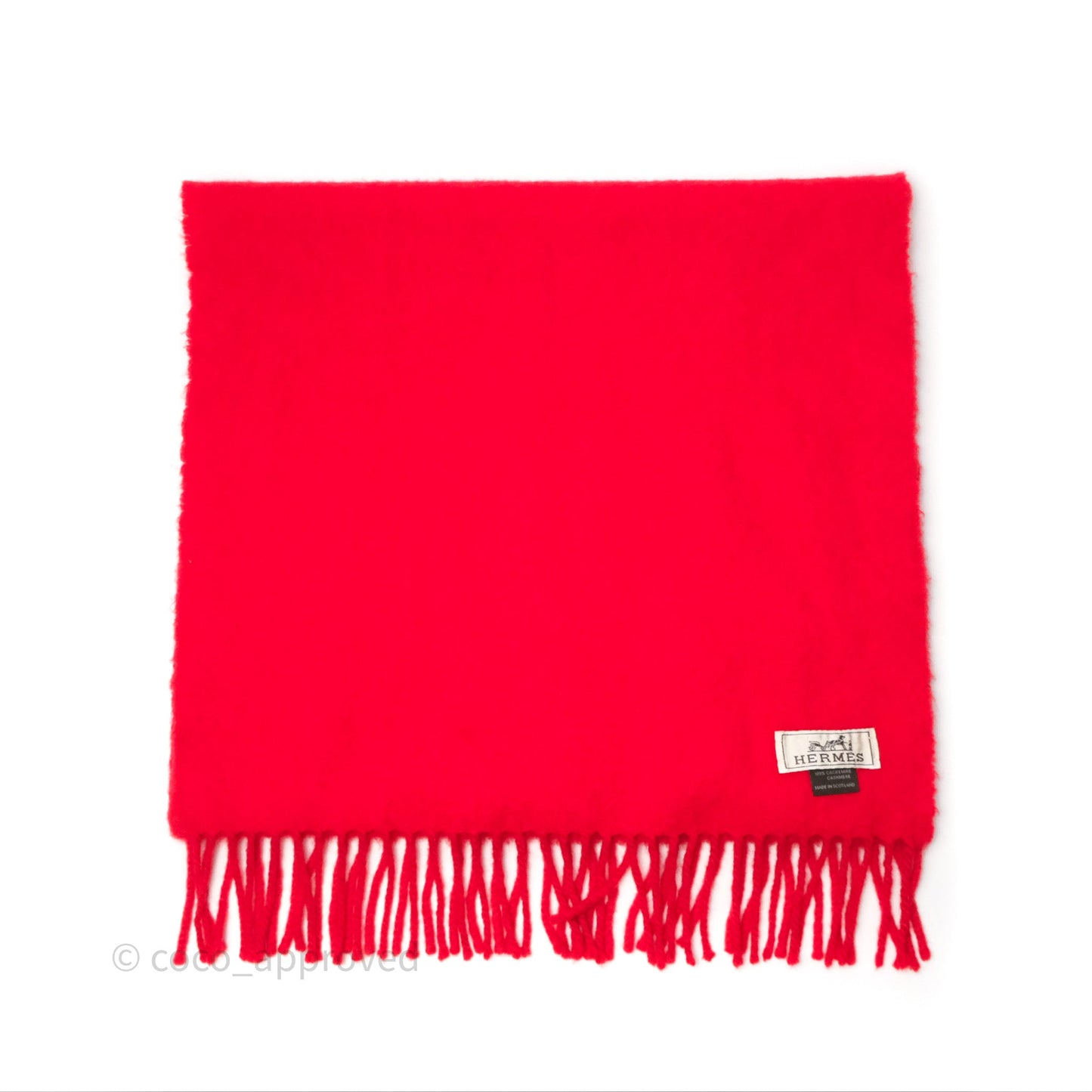 Hermès Cashmere Fringe Muffler Scarf Red