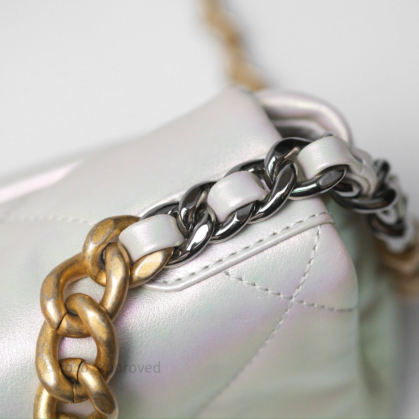 Chanel 19 Small Iridescent White Mixed Hardware
