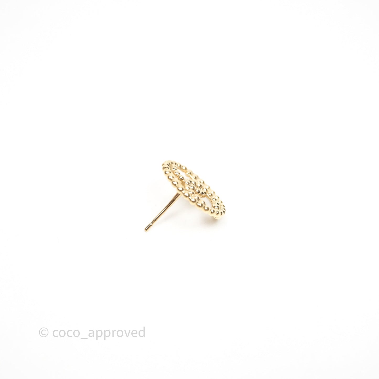 Chanel CC Round Metal Bead Earrings Gold Tone 22C