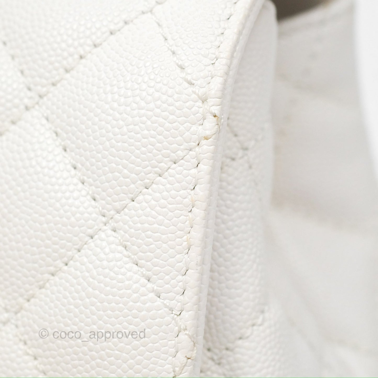 Chanel Extra Mini Quilted Coco Handle White Caviar Gold Hardware