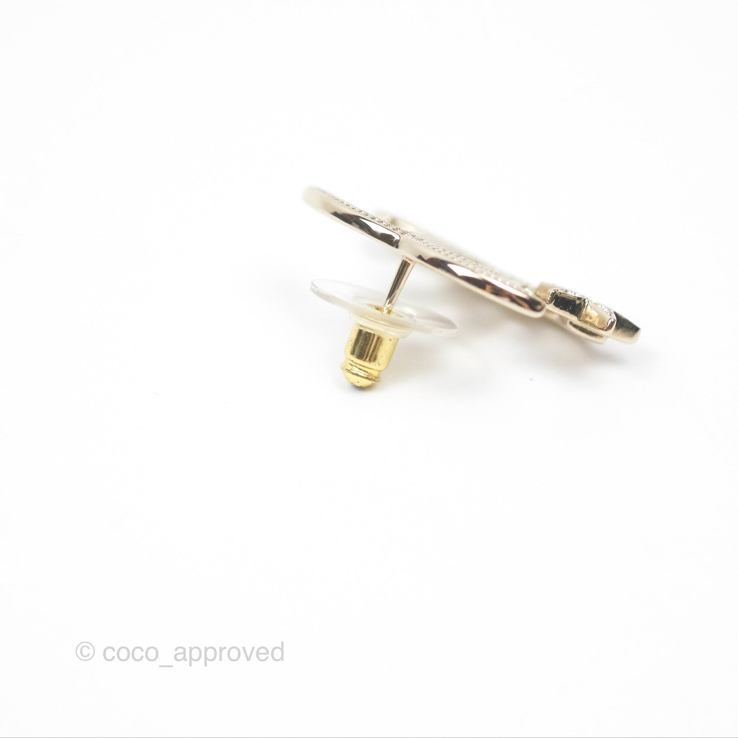 Chanel CC Crystal Star Earrings Gold Tone 23B