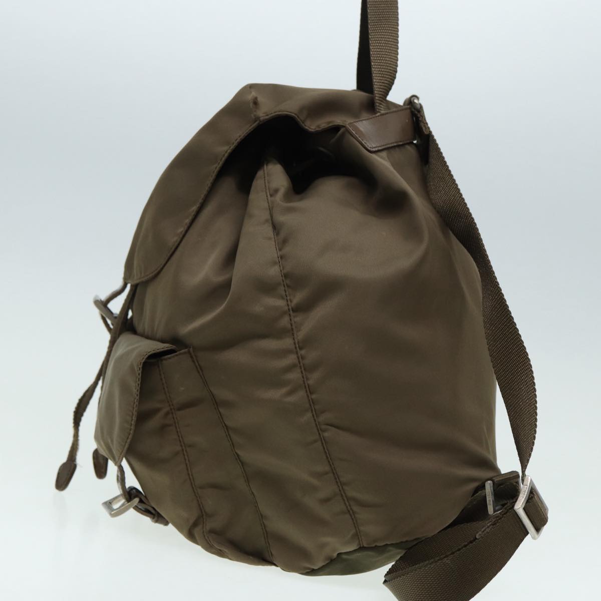 Luxury Prada Backpack Nylon Brown Silver  86442