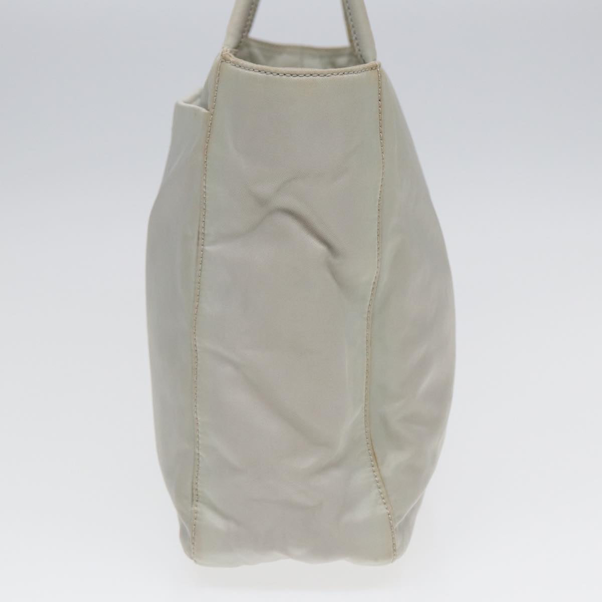 Luxury Prada Hand Bag Nylon Gray Silver  86449