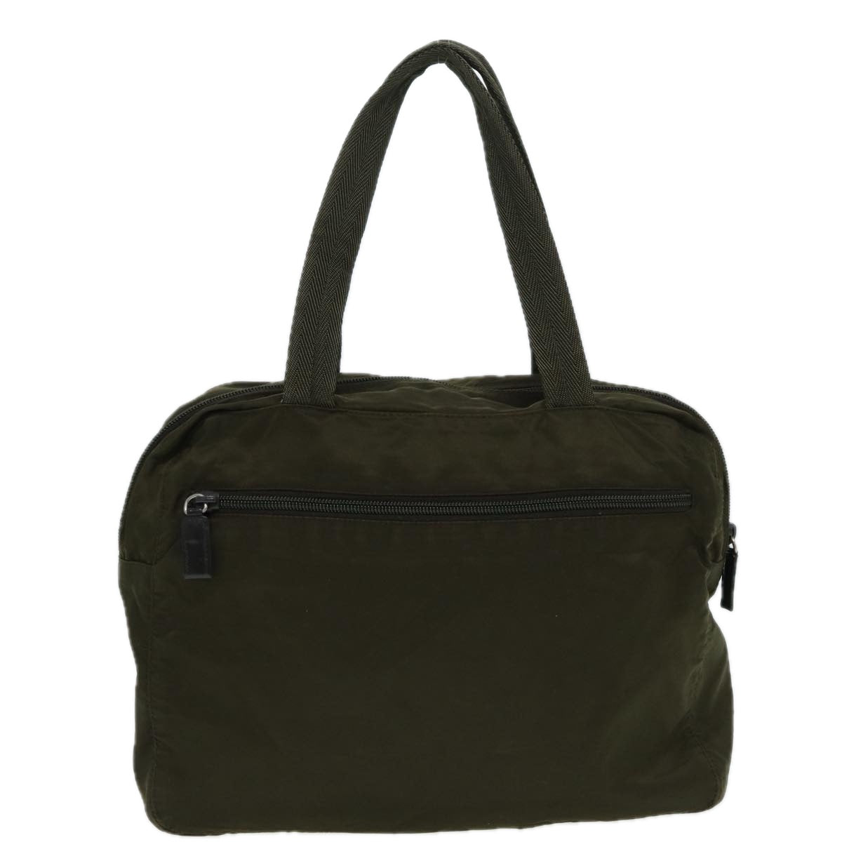 Luxury Prada Hand Bag Nylon Khaki Silver  86453