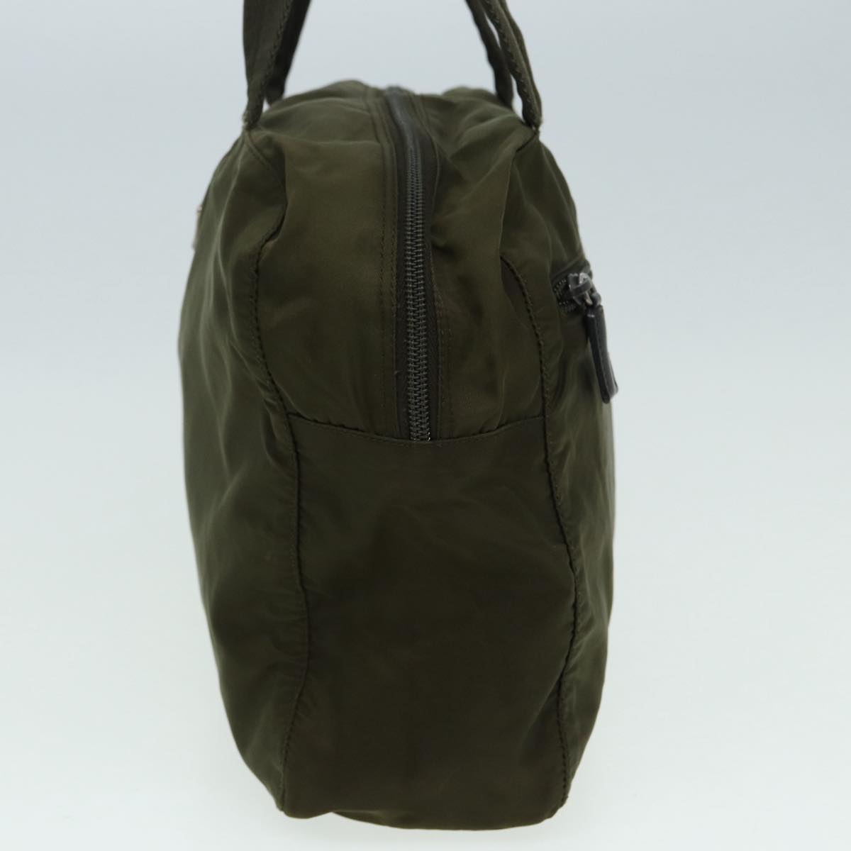 Luxury Prada Hand Bag Nylon Khaki Silver  86453