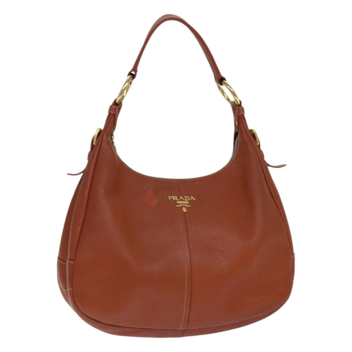 Luxury Prada Shoulder Bag Leather Brown Gold  86455