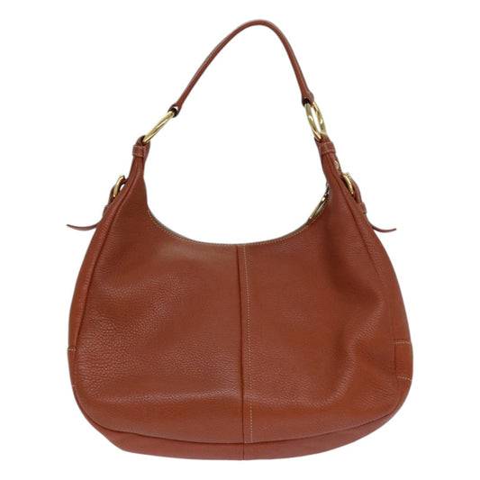 Luxury Prada Shoulder Bag Leather Brown Gold  86455