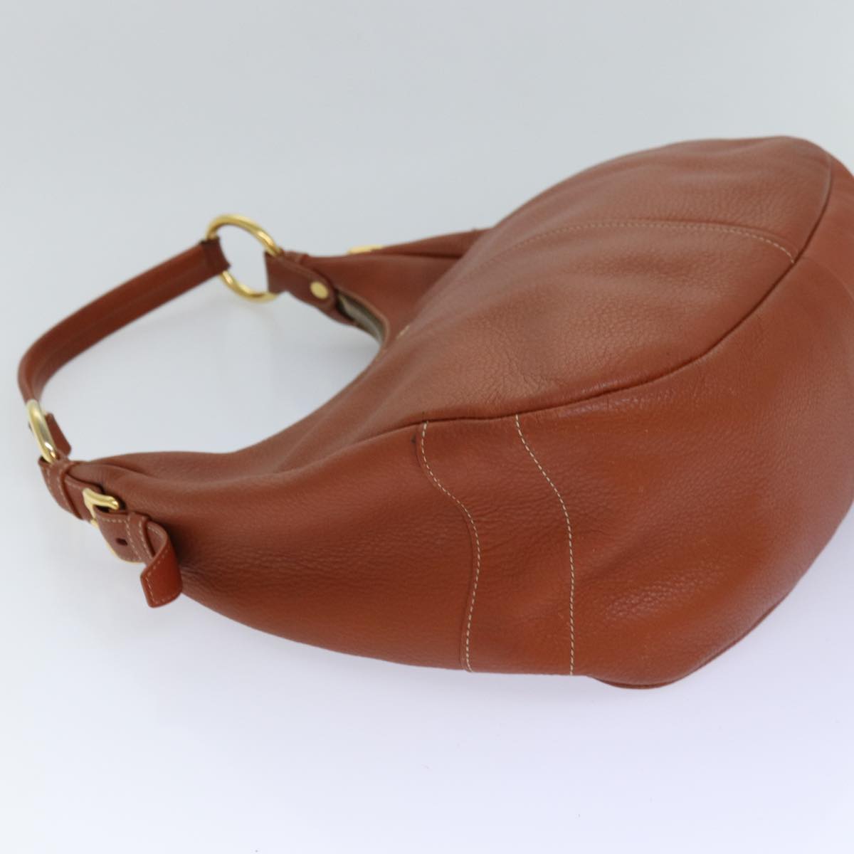 Luxury Prada Shoulder Bag Leather Brown Gold  86455