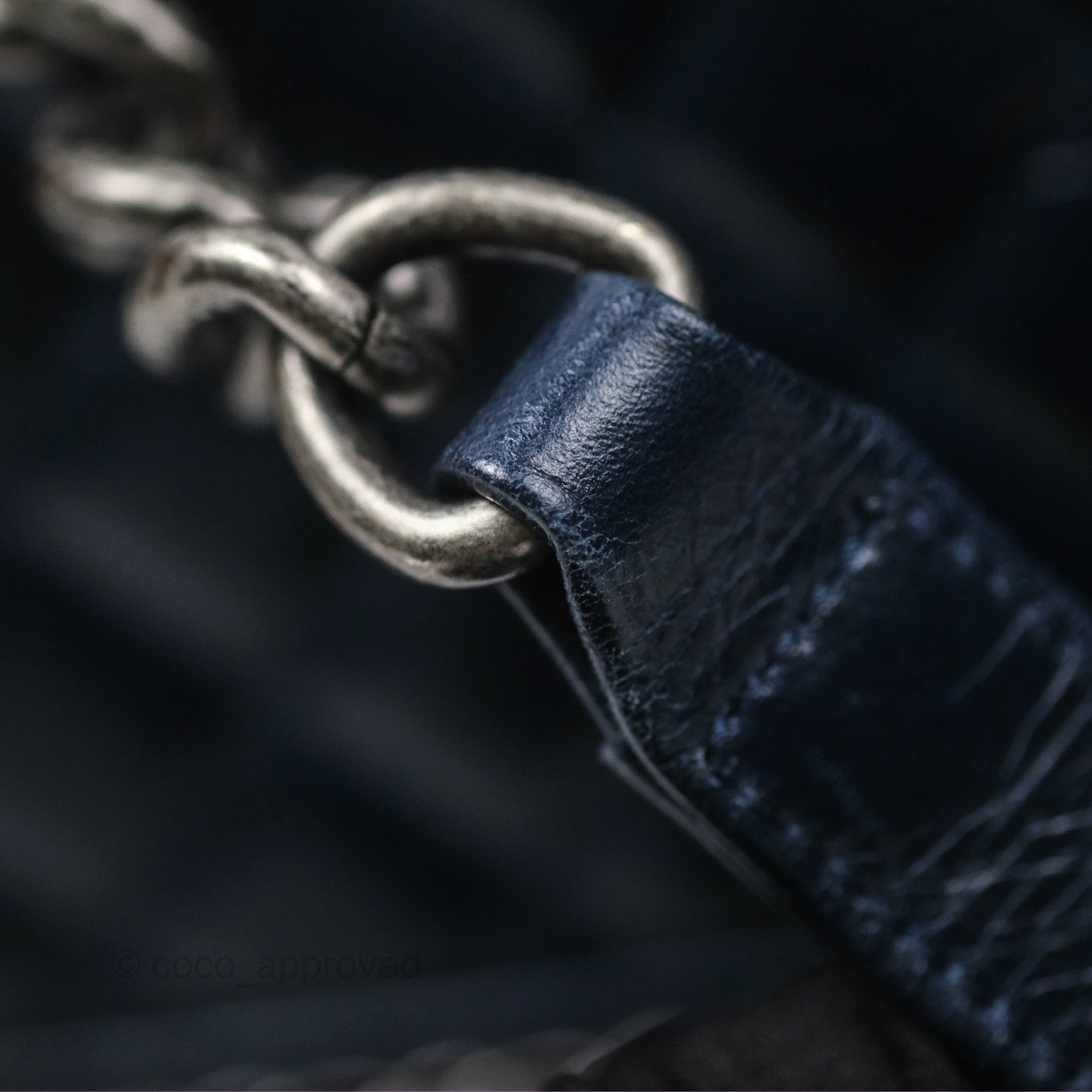 Chanel Medium Chain Edge Boy Quilted Navy Aged Glazed Calfskin Ruthenium Hardware