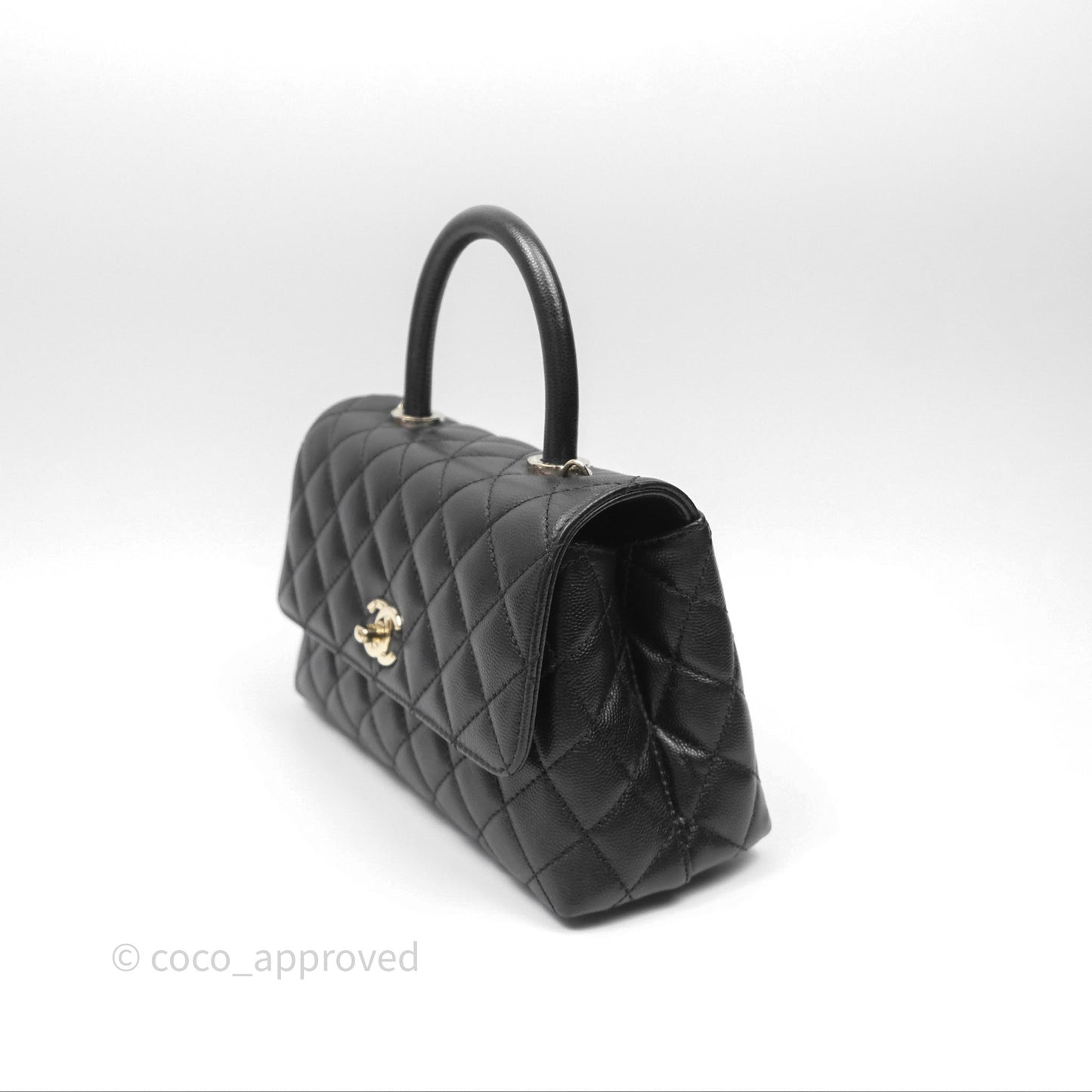 Chanel Small Coco Handle Quilted Black Caviar Gold Hardware