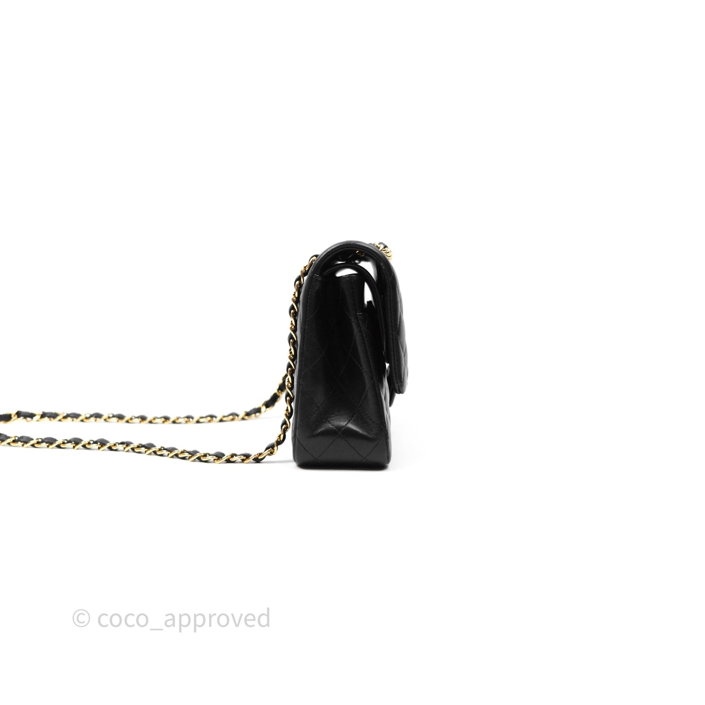 Chanel Classic M/L Medium Flap Quilted Black Lambskin Gold Hardware