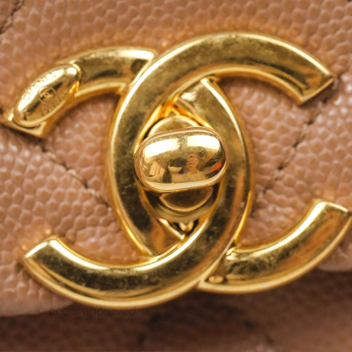 Chanel Coco First Dark Beige Flap Bag Caviar Gold Hardware 22K