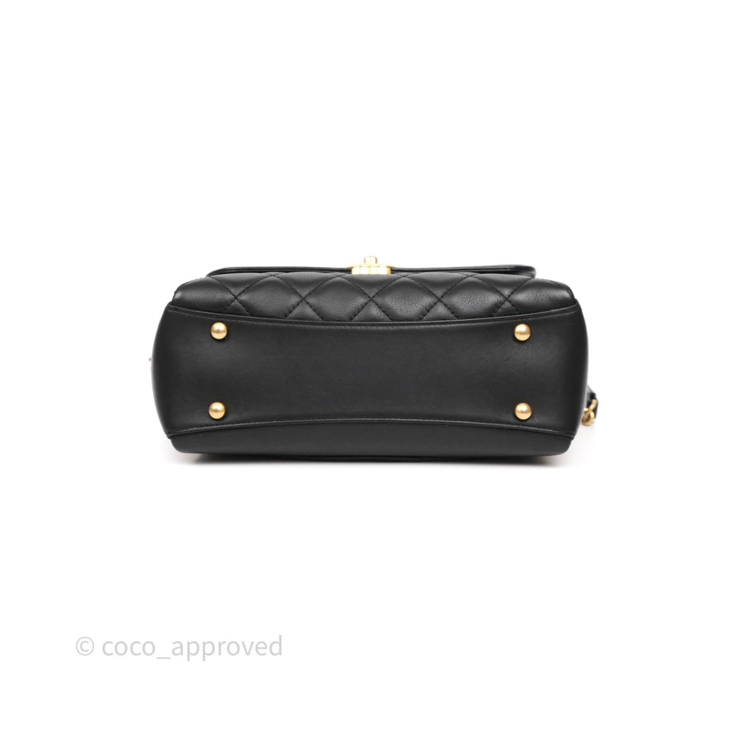Chanel Side Chain Compartment Flap Black Calfskin Aged Gold Hardware