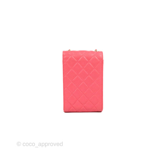 Chanel Golden Class Phone Holder With Chain Pink Caviar Gold Hardware