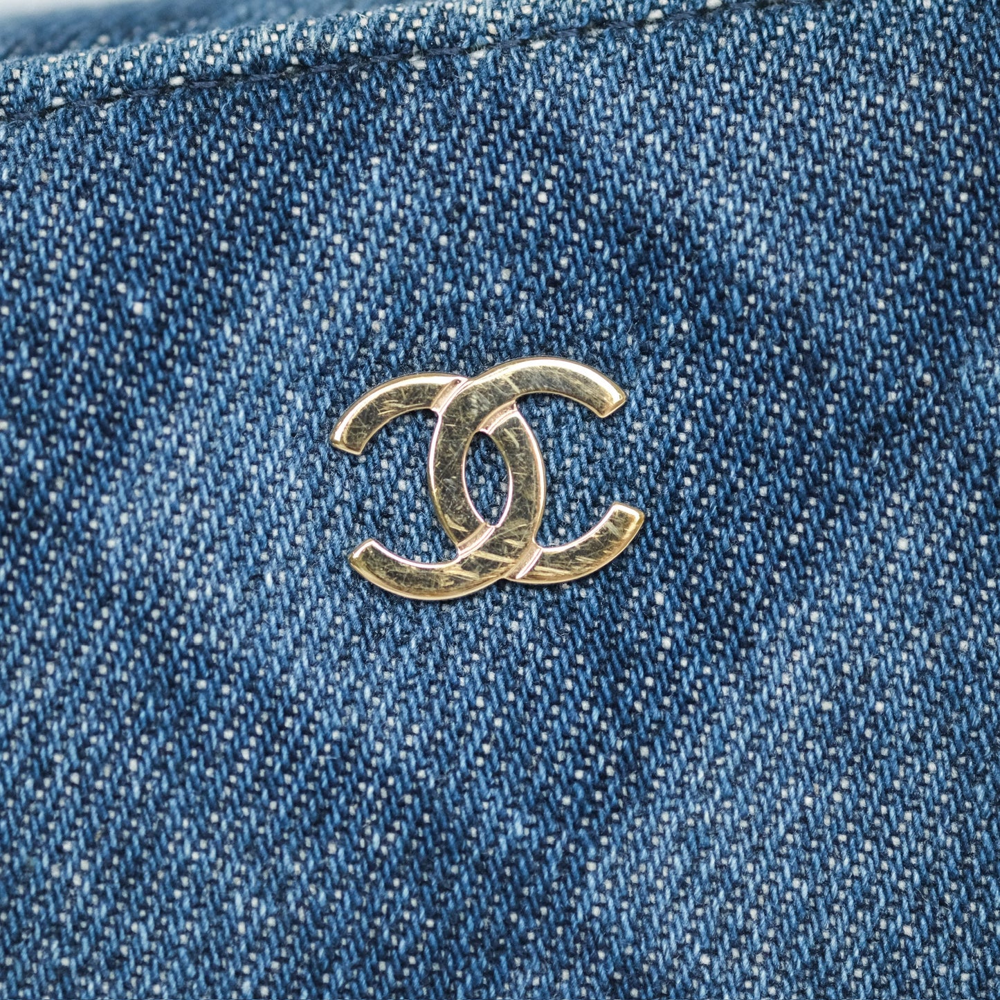 Chanel Camera Bag Quilted Denim Gold Hardware