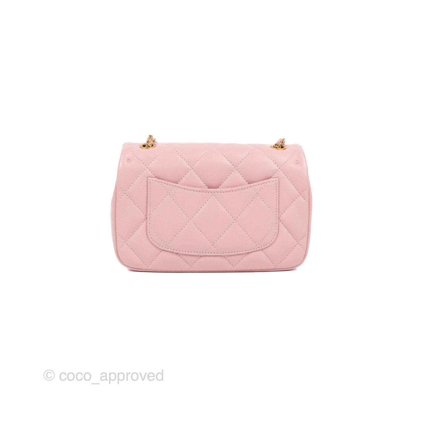 Chanel Mini Flap Bag With Heart CC Charm Pink Lambskin Aged Gold Hardware