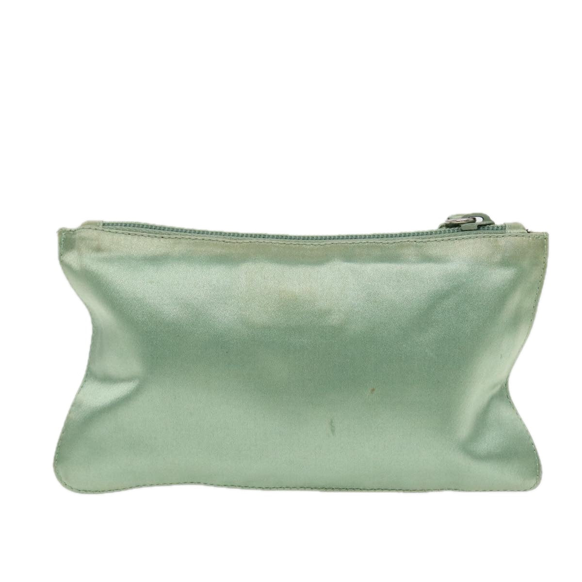 Luxury Prada Pouch Satin Green Silver  86519