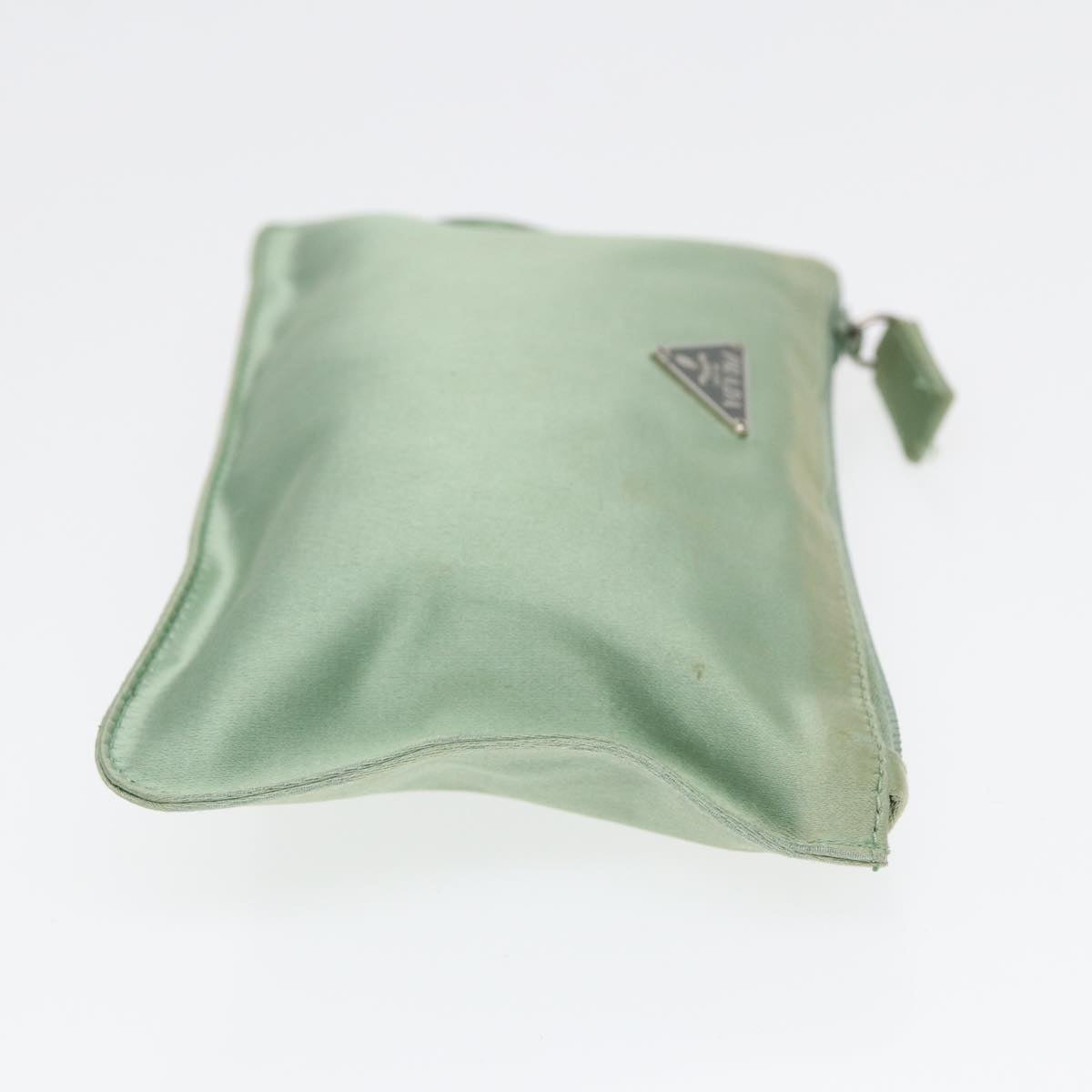 Luxury Prada Pouch Satin Green Silver  86519
