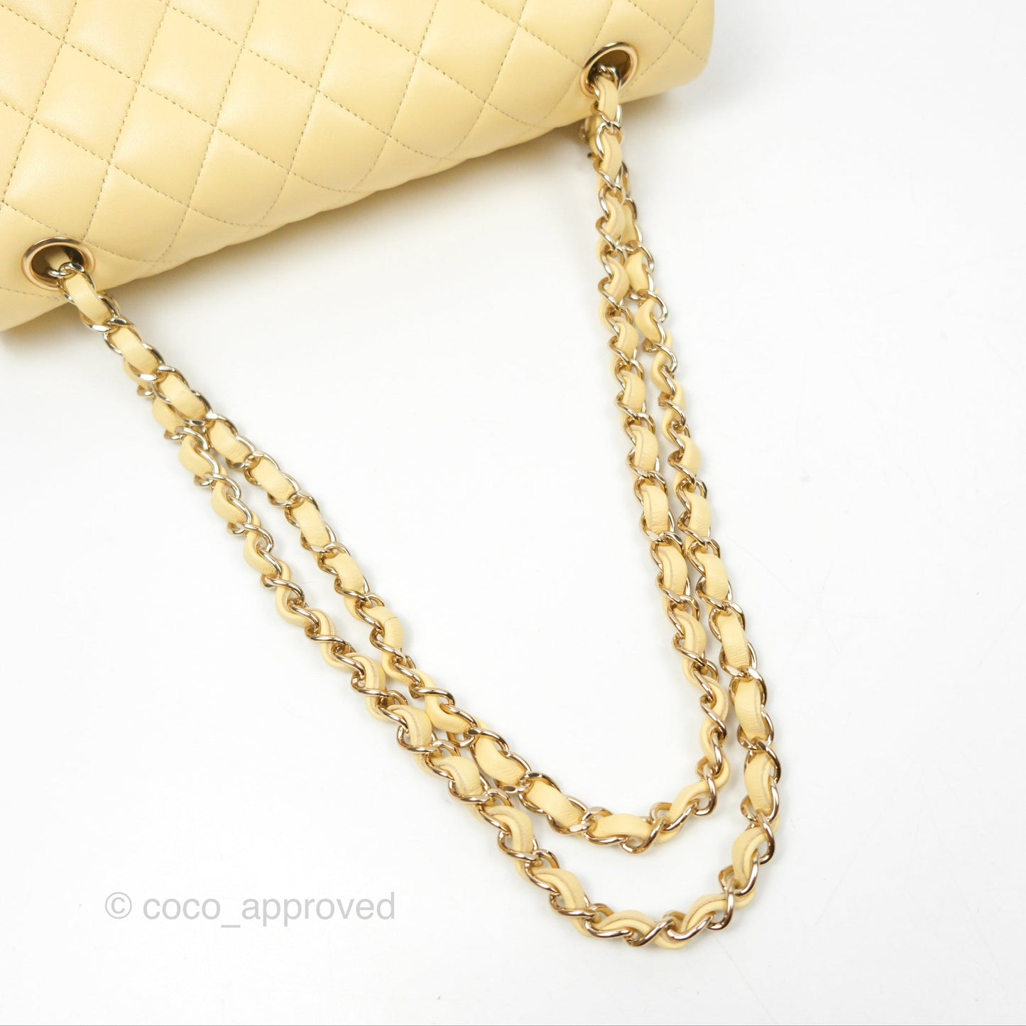 Chanel Classic M/L Medium Flap Quilted Yellow Lambskin Gold Hardware
