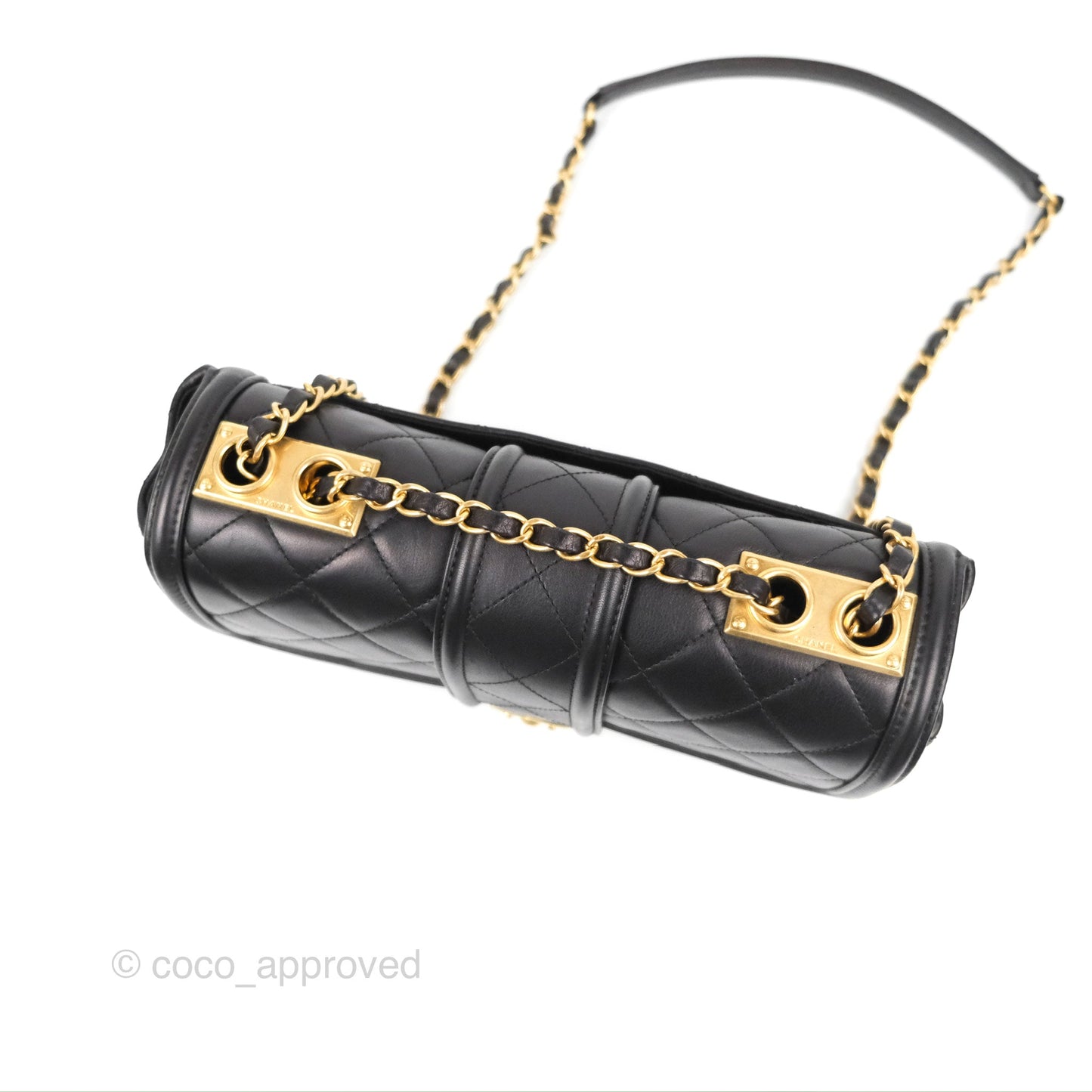Chanel Quilted Medium Elegant CC Flap Black Lambskin Gold Hardware