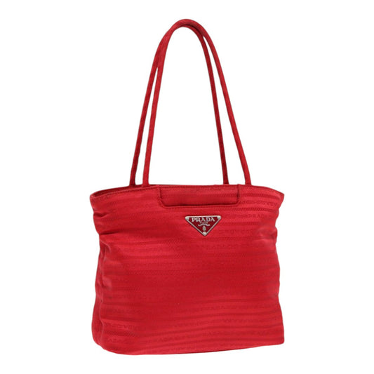 Luxury Prada Hand Bag Nylon Red Silver  86562