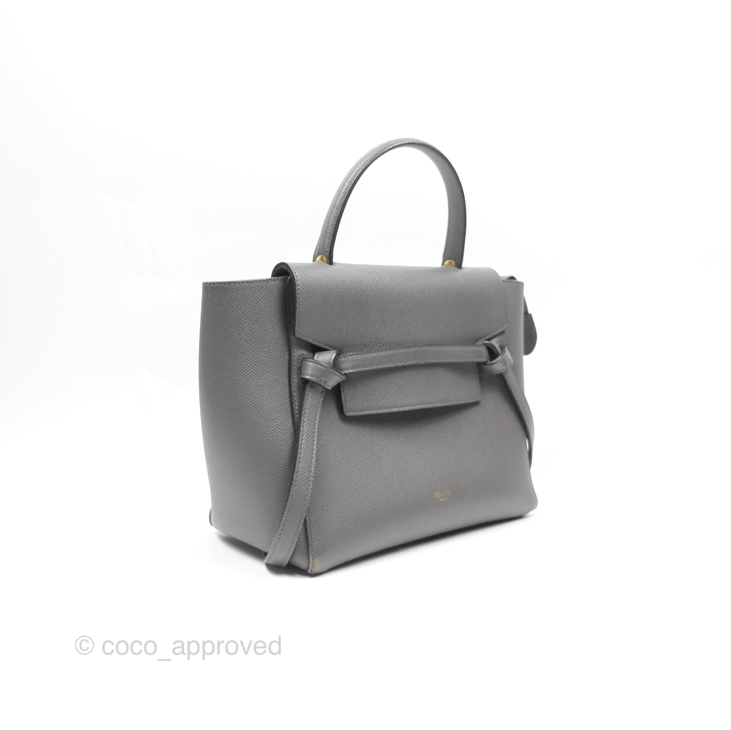 Celine Micro Belt Bag Grey Grained Calfskin Gold Hardware