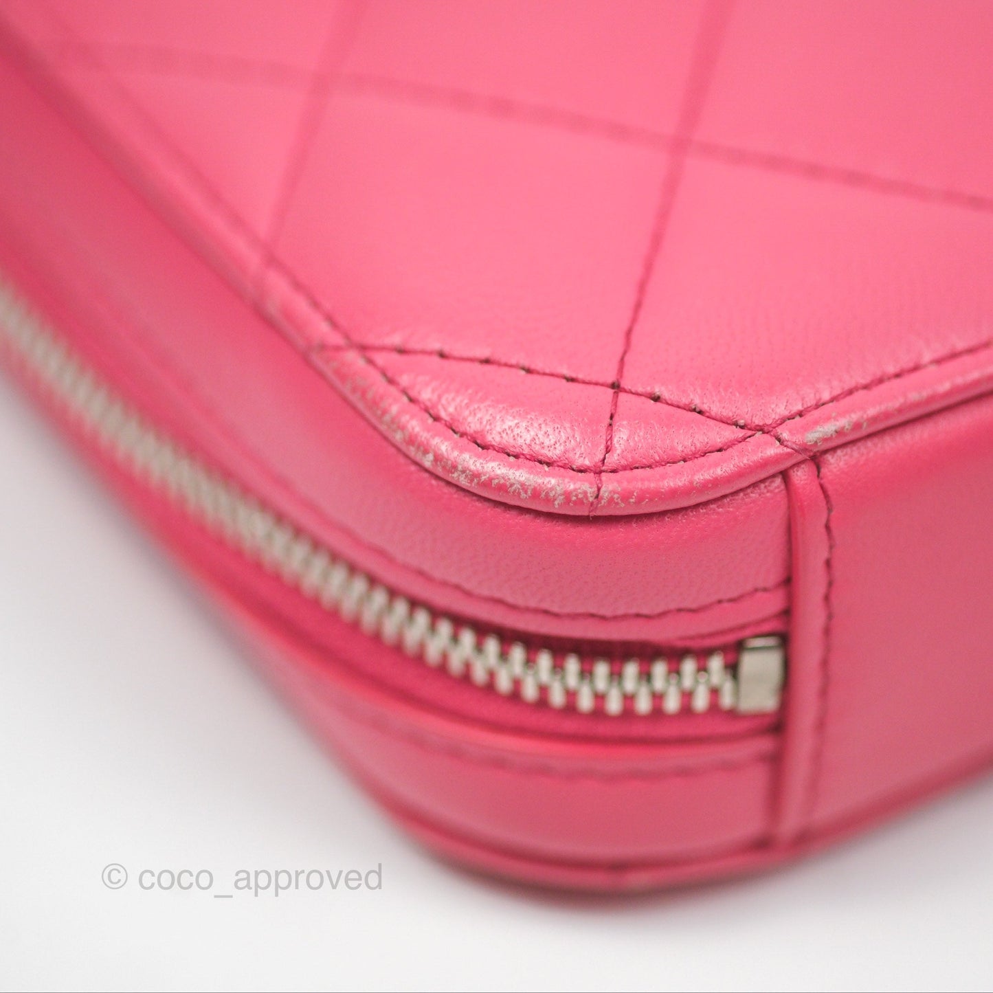 Chanel Quilted Phone Holder Pink Lambskin Silver Hardware