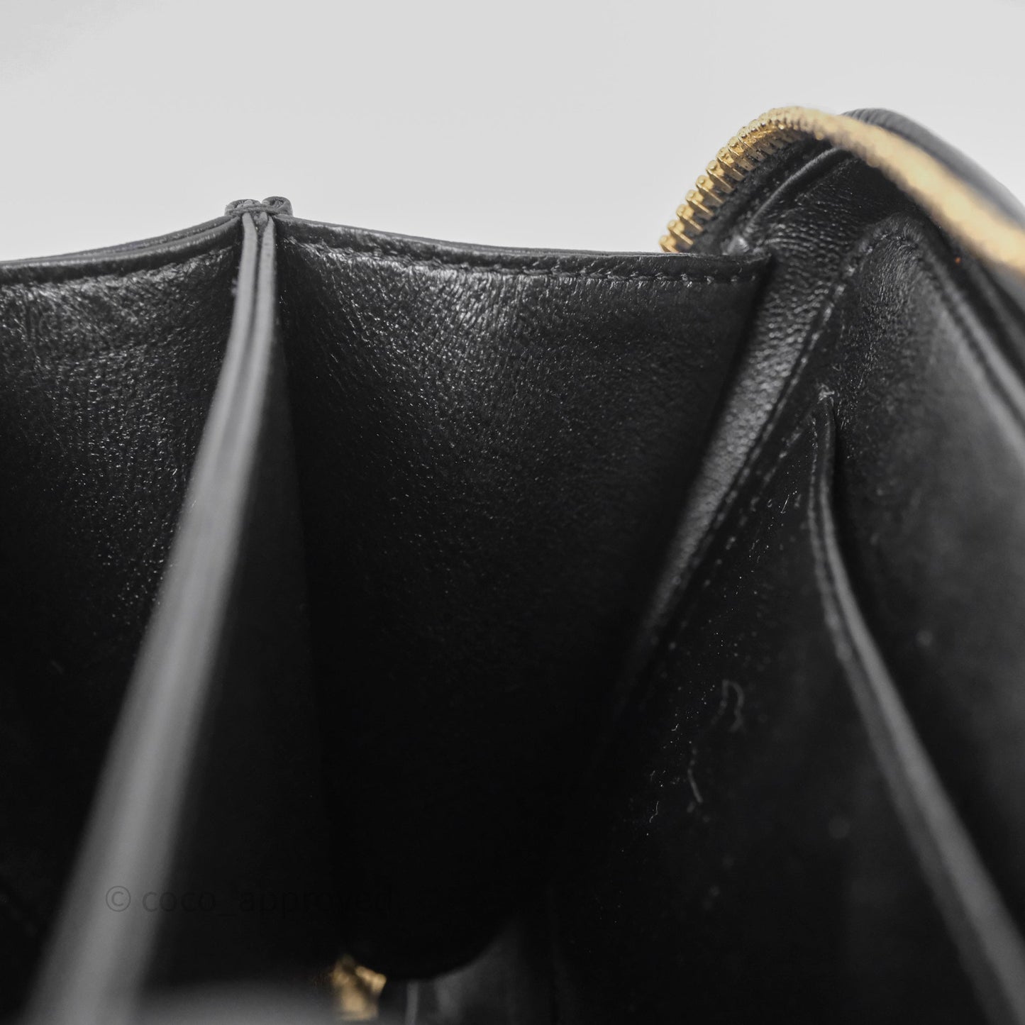 Chanel Quilted Small CC Filigree Vanity Case Black Caviar Aged Gold Hardware