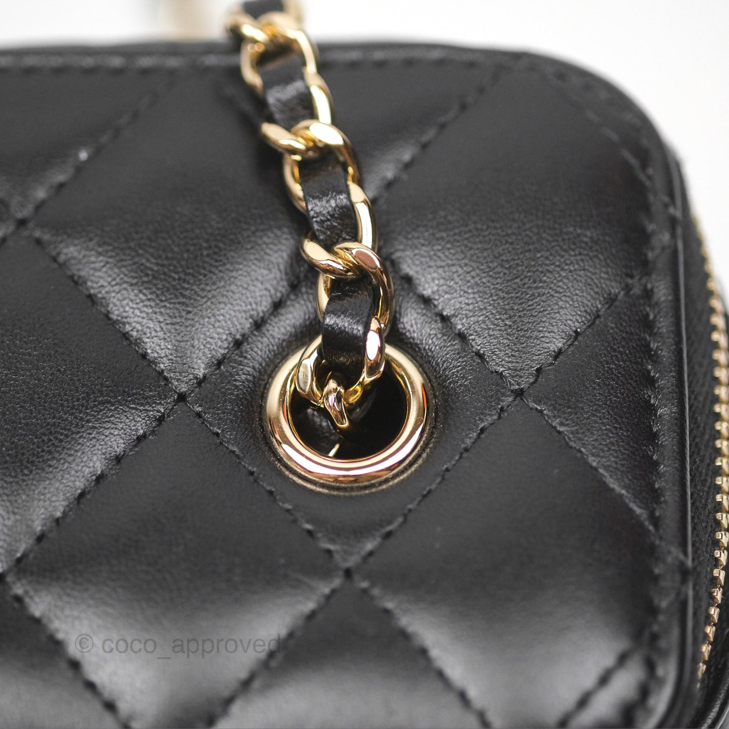 Chanel Vanity Rectangular With Chain Black Lambskin Gold Hardware