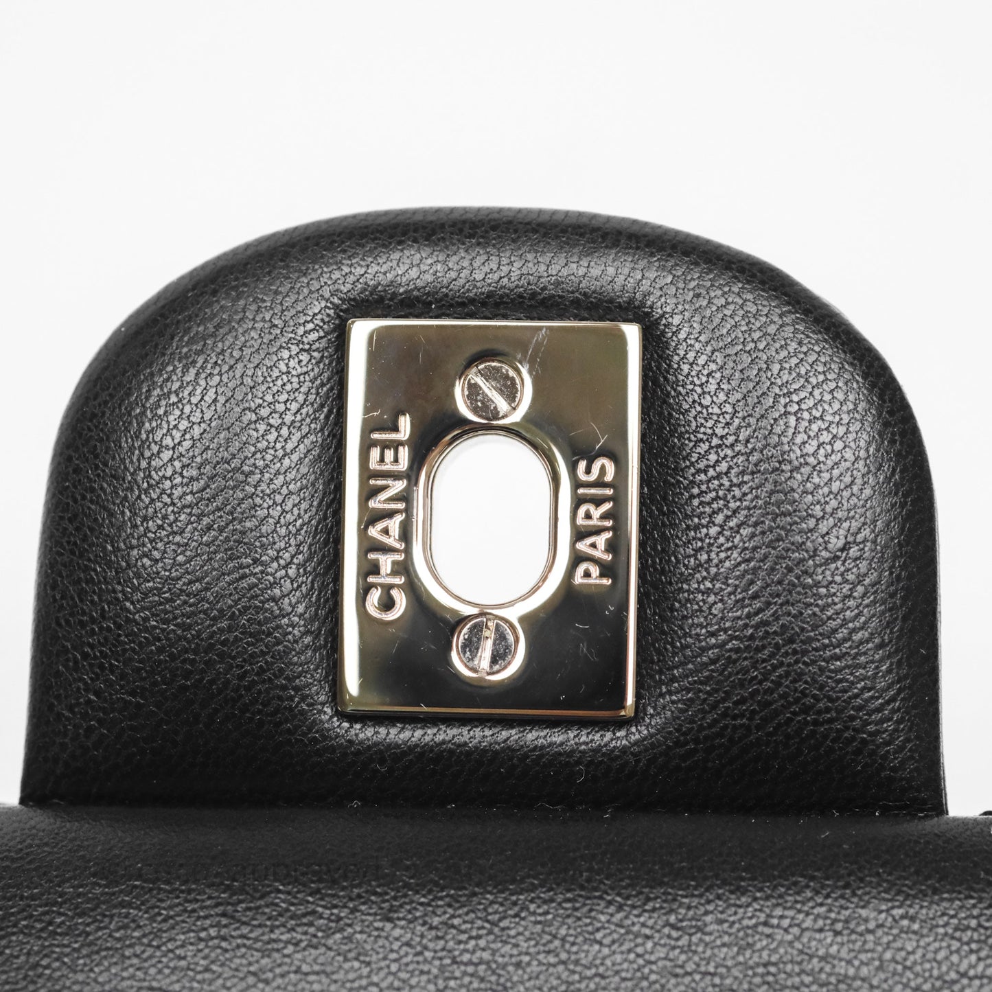 Chanel Classic M/L Medium Flap Quilted Black Lambskin Silver Hardware
