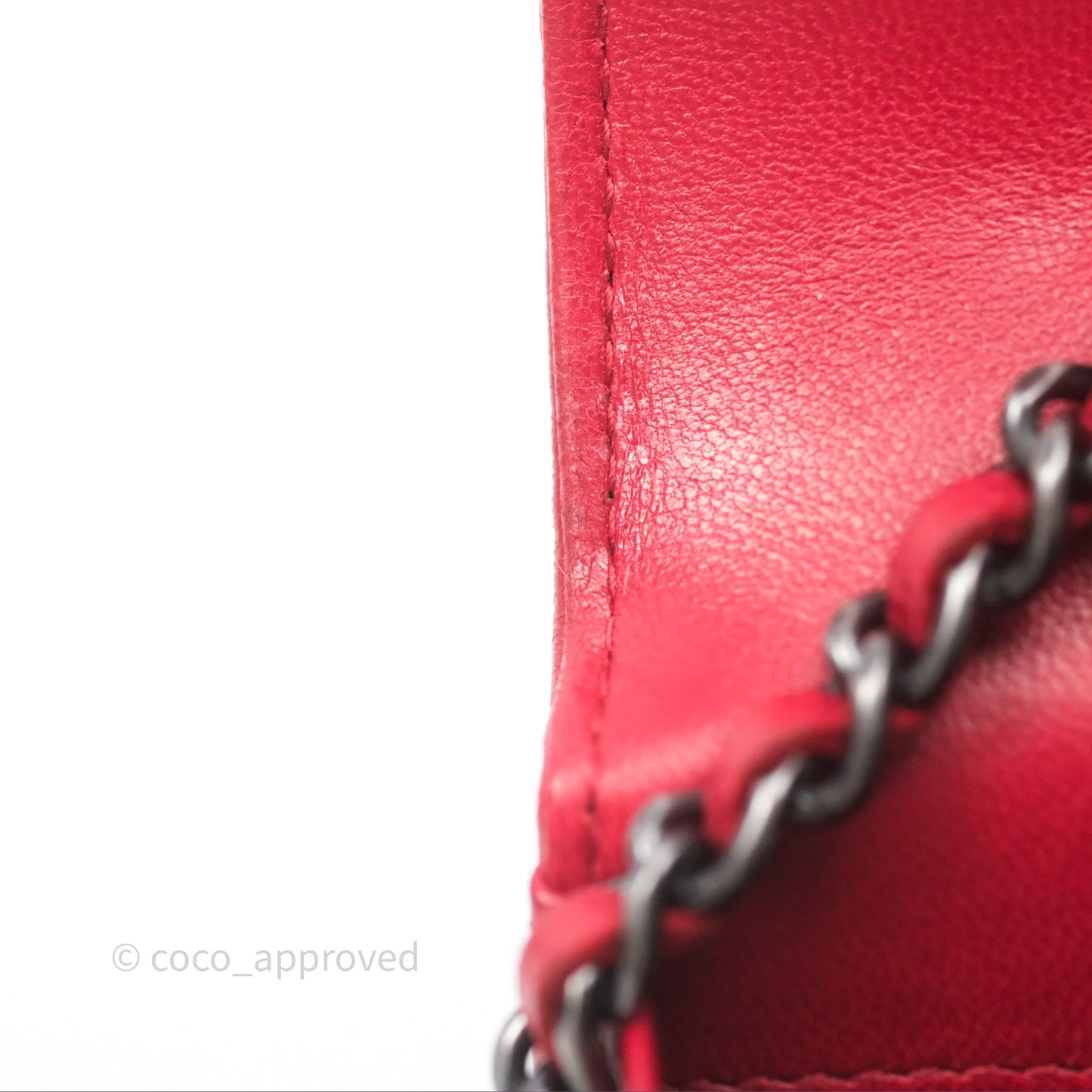 Chanel Boy Wallet on Chain WOC Red Lambskin Ruthenium Hardware