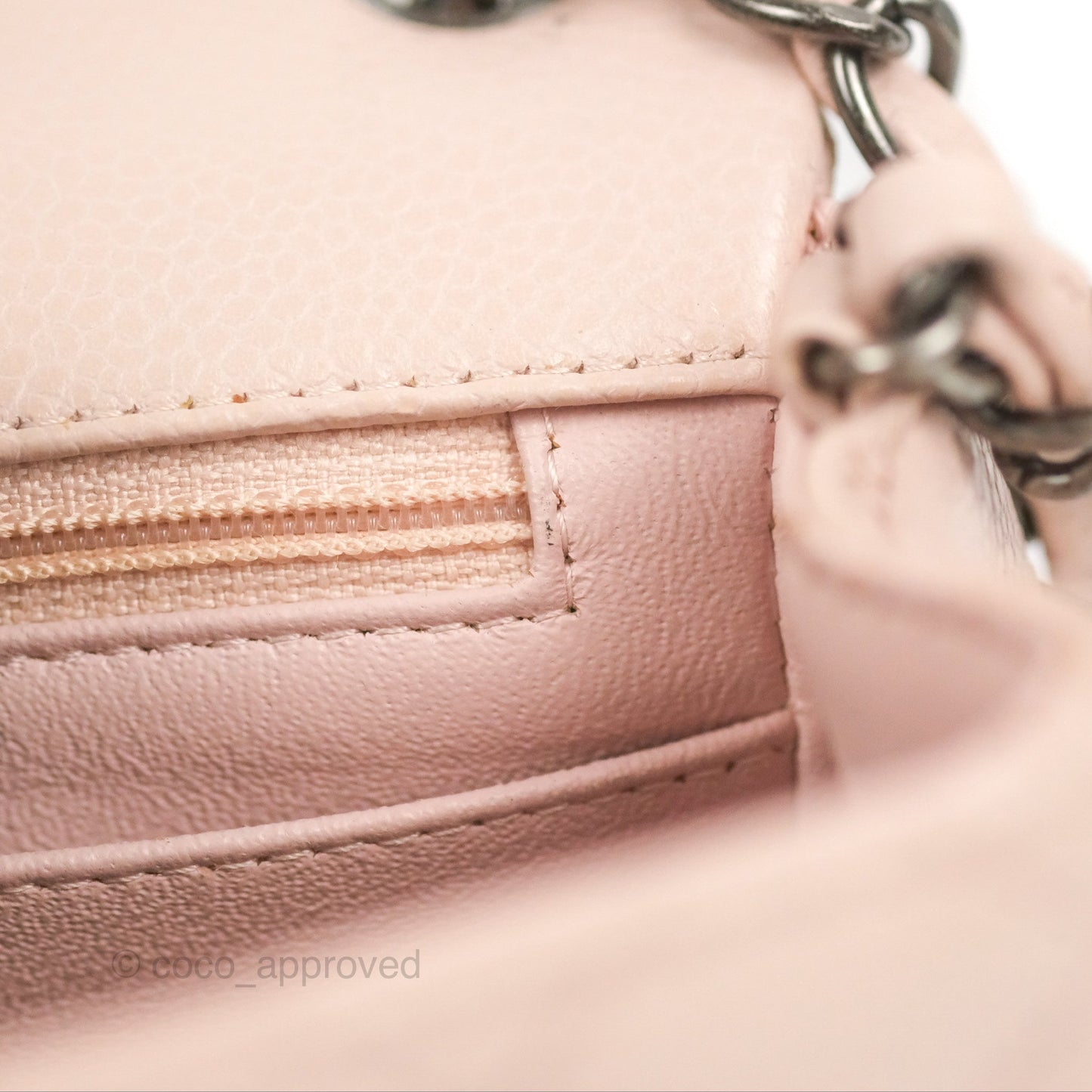 Chanel Quilted Mini Square Flap Pale Pink Caviar Ruthenium Hardware