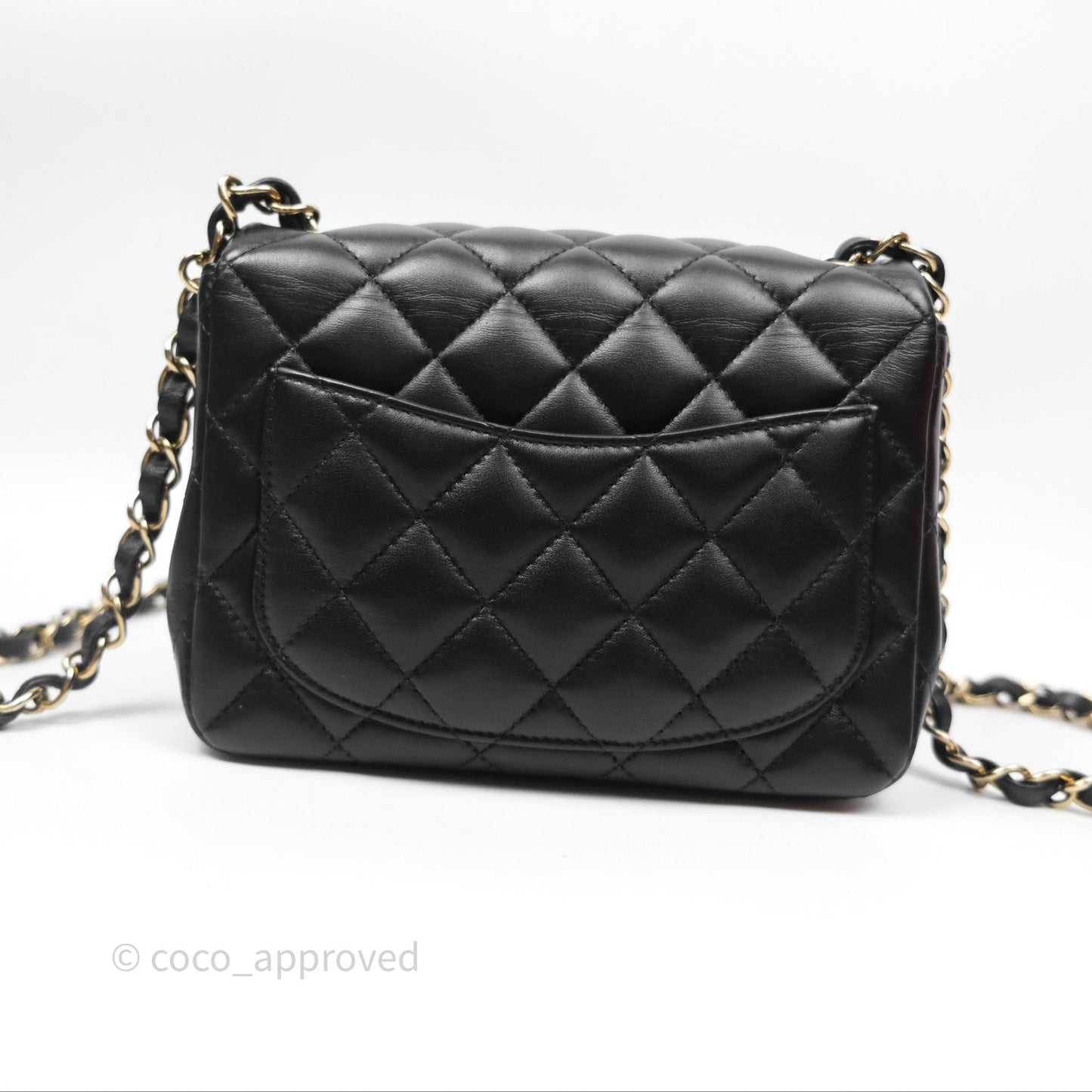 Chanel Mini Square Flap Quilted Black Lambskin Gold Hardware