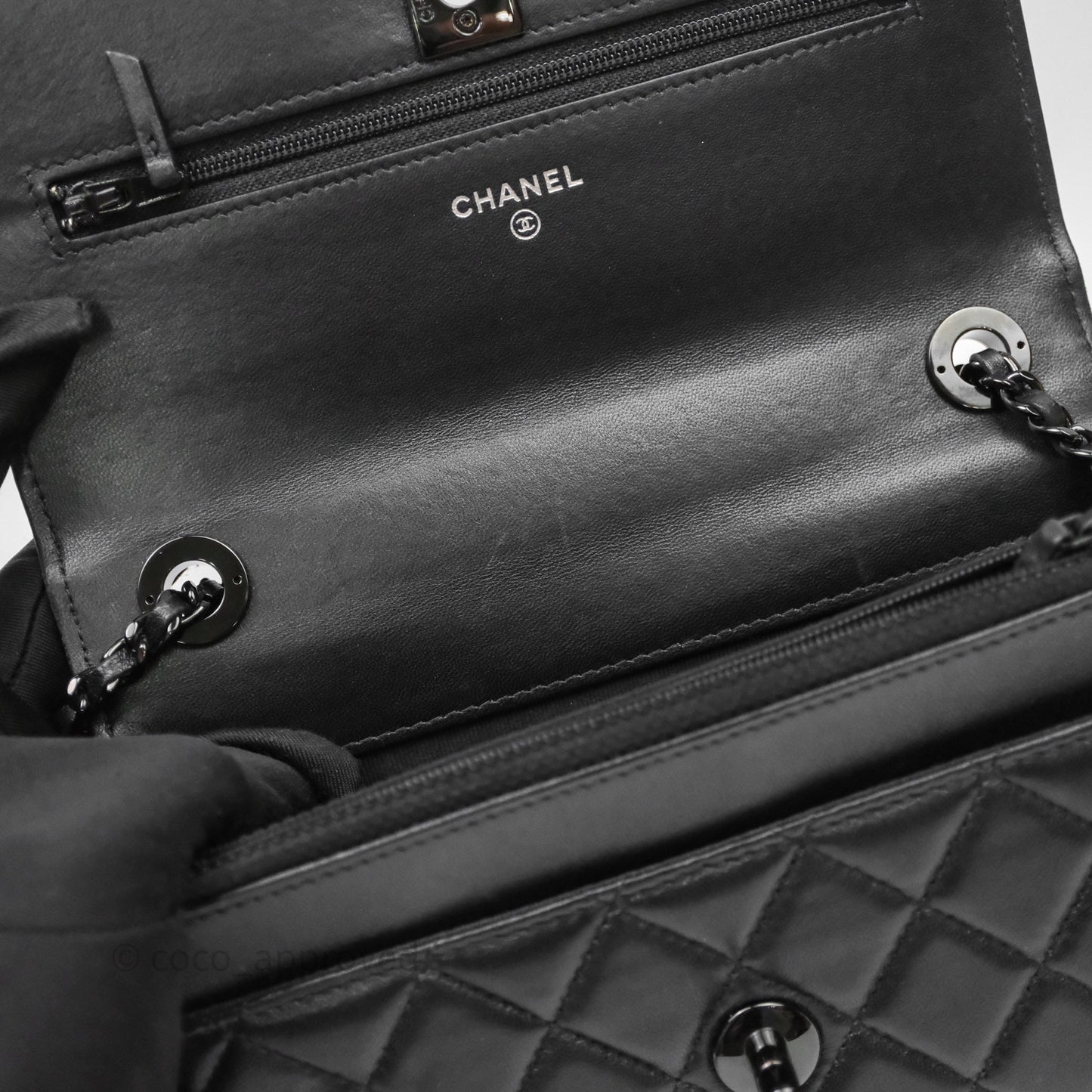 Chanel Quilted Trendy CC WOC Wallet On Chain So Black Lambskin