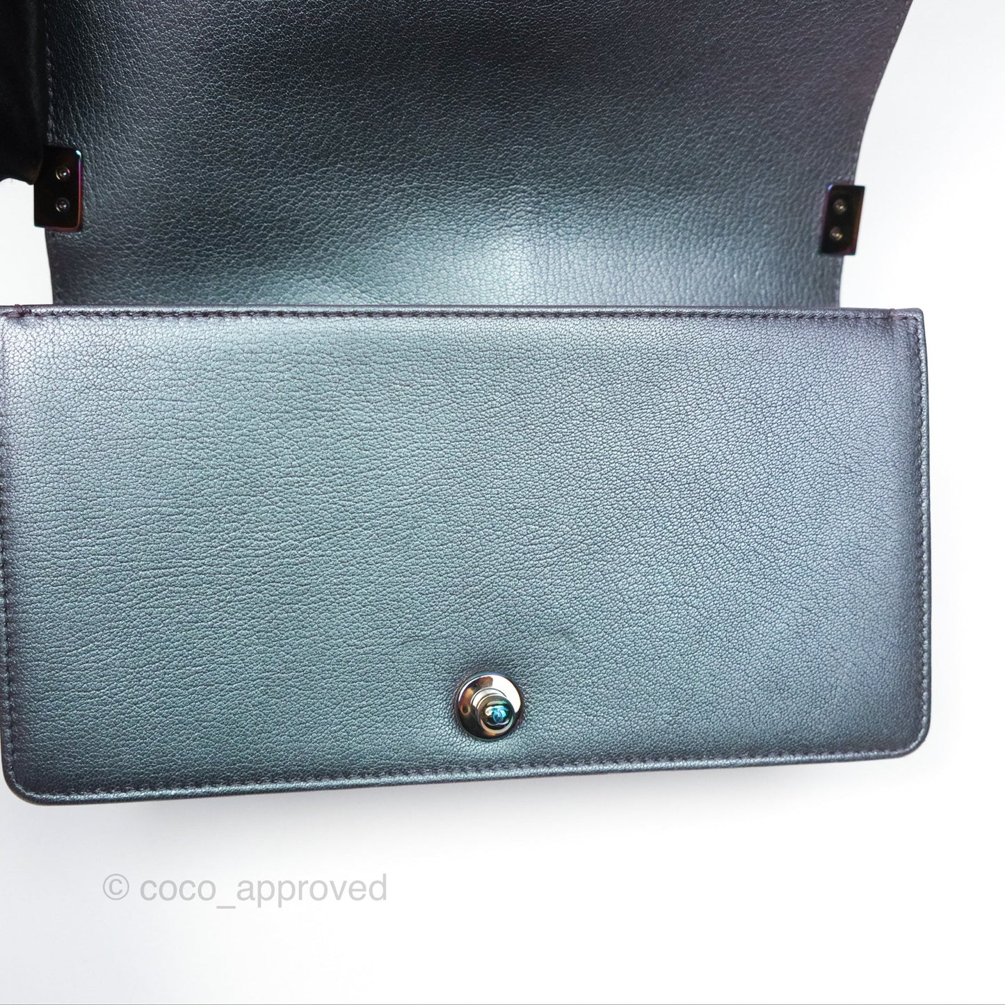 Chanel Medium Boy Quilted Iridescent Purple Goatskin Rainbow Hardware