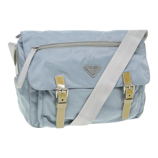 Luxury Prada Shoulder Bag Nylon Blue Silver  86646